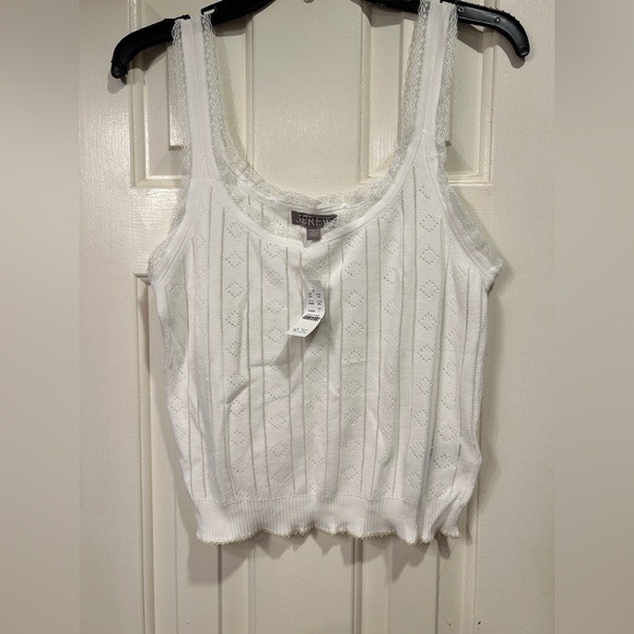 J.Crew Pointelle sweater-tank in premium ultrafine cotton white size L NWT CB896 - Picture 3 of 10